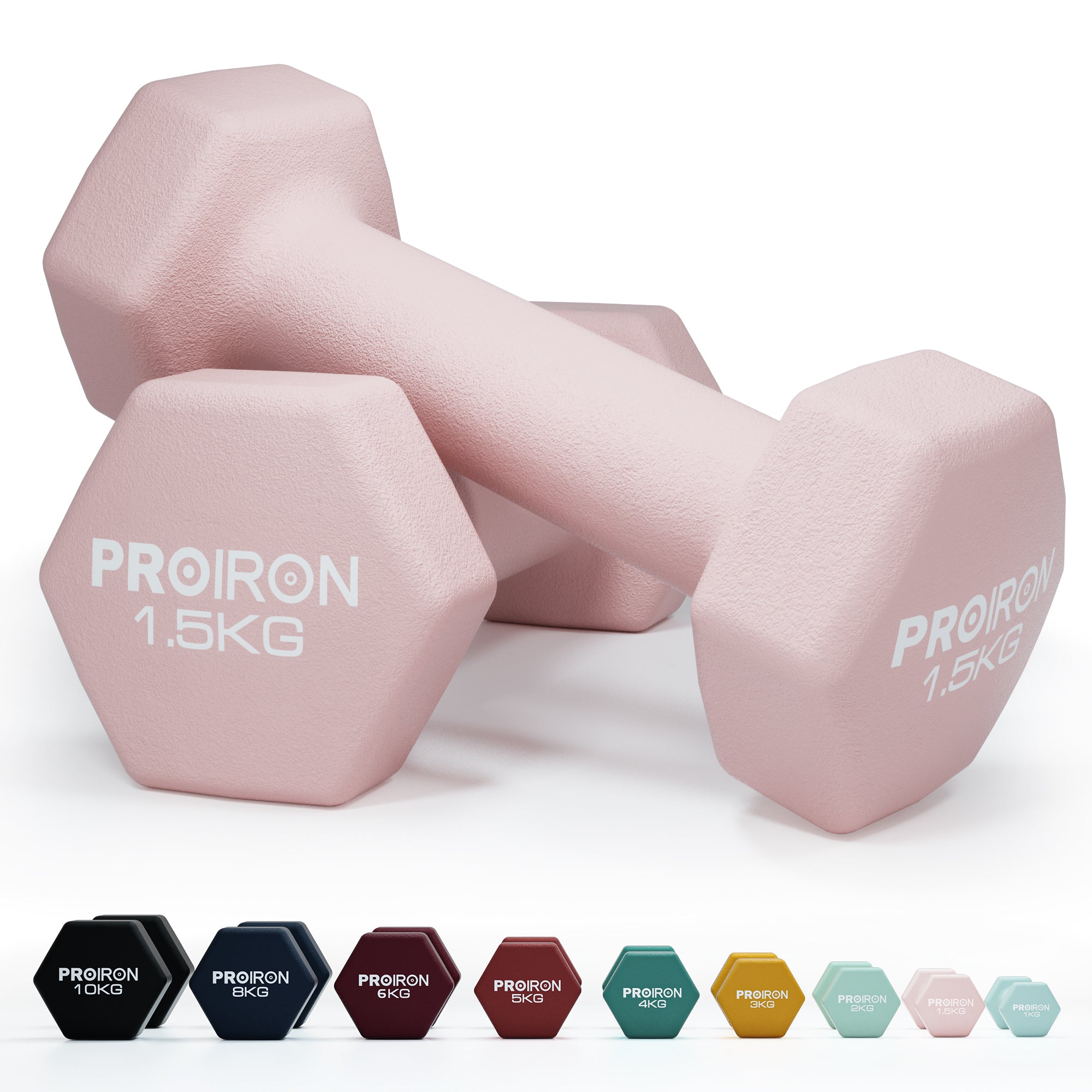 PROIRON Neoprene Dumbbell Pairs (1kg, 1.5kg, 2kg) | Yoga & Aerobics | Warsaw Stock