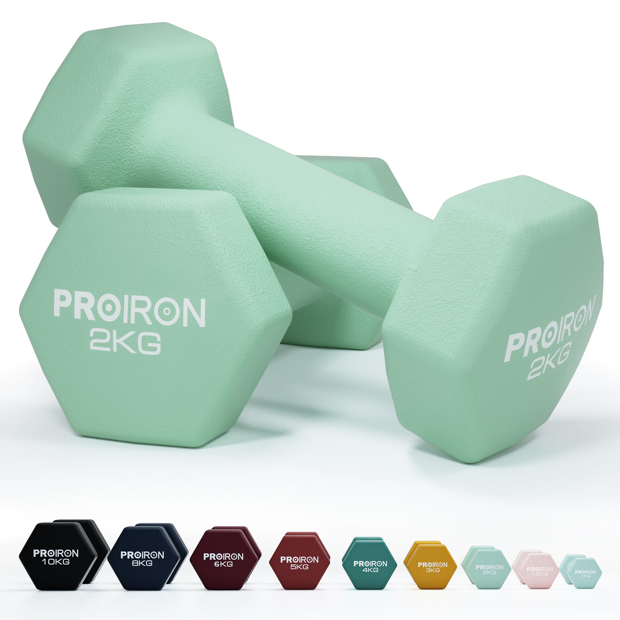 PROIRON Neoprene Dumbbell Pairs (1kg, 1.5kg, 2kg) | Yoga & Aerobics | Warsaw Stock