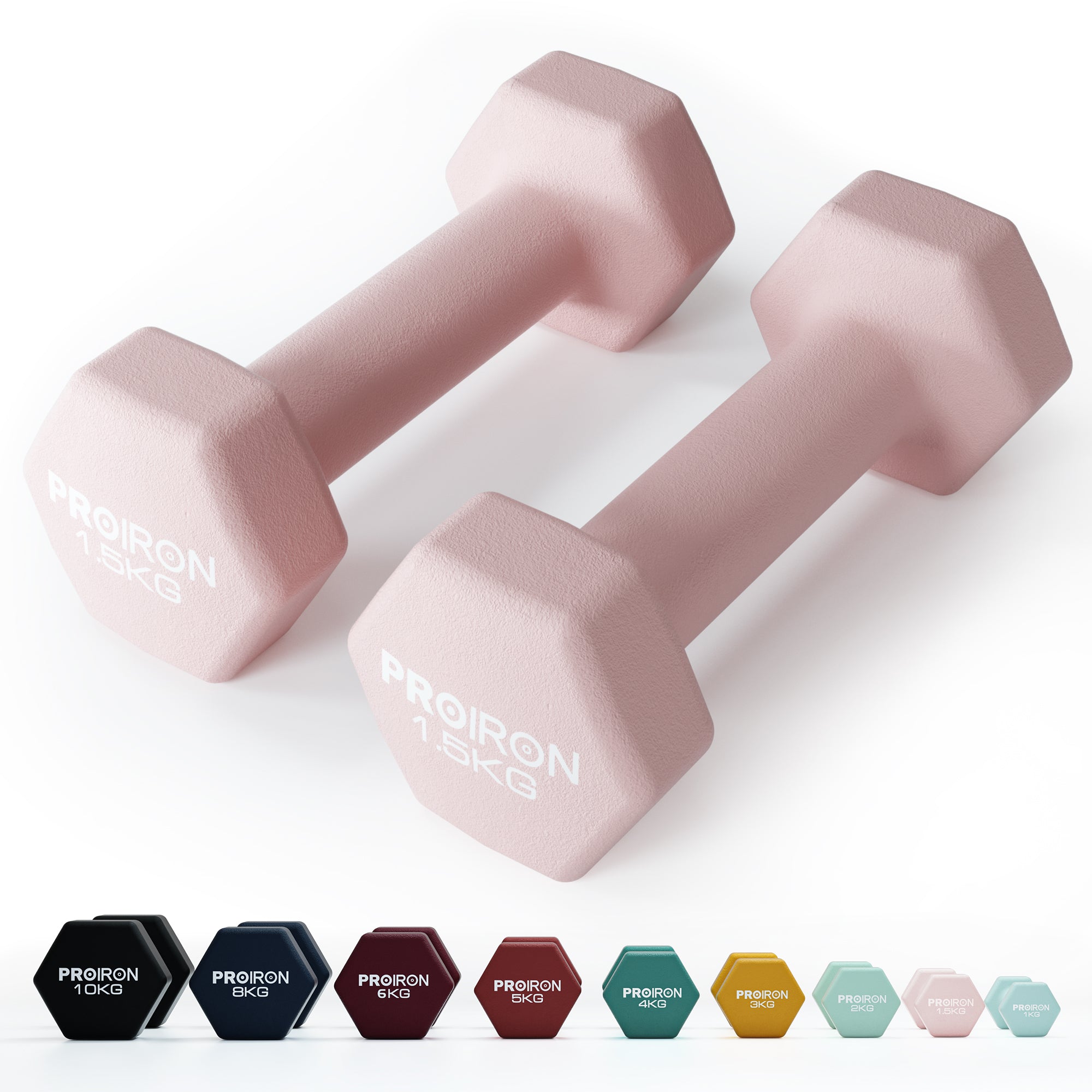 PROIRON Neoprene Dumbbell Pairs (1kg, 1.5kg, 2kg) | Yoga & Aerobics | Warsaw Stock