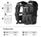 PROIRON weighted vest dimensions and front view