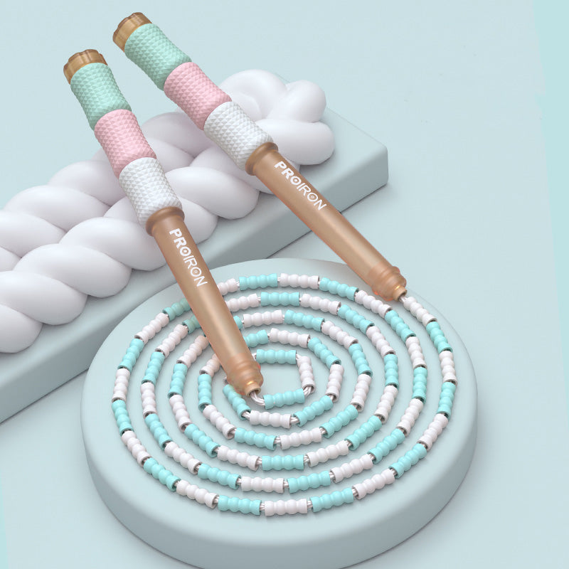 PROIRON Miękka skakanka z koralikami Marshmallow | Przyjazna dla początkujących | Regulowana 2,8 m