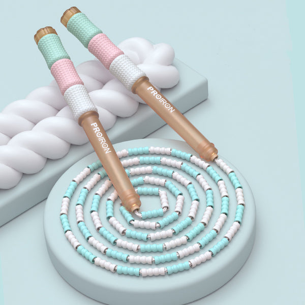 PROIRON Miękka skakanka z koralikami Marshmallow | Przyjazna dla początkujących | Regulowana 2,8 m