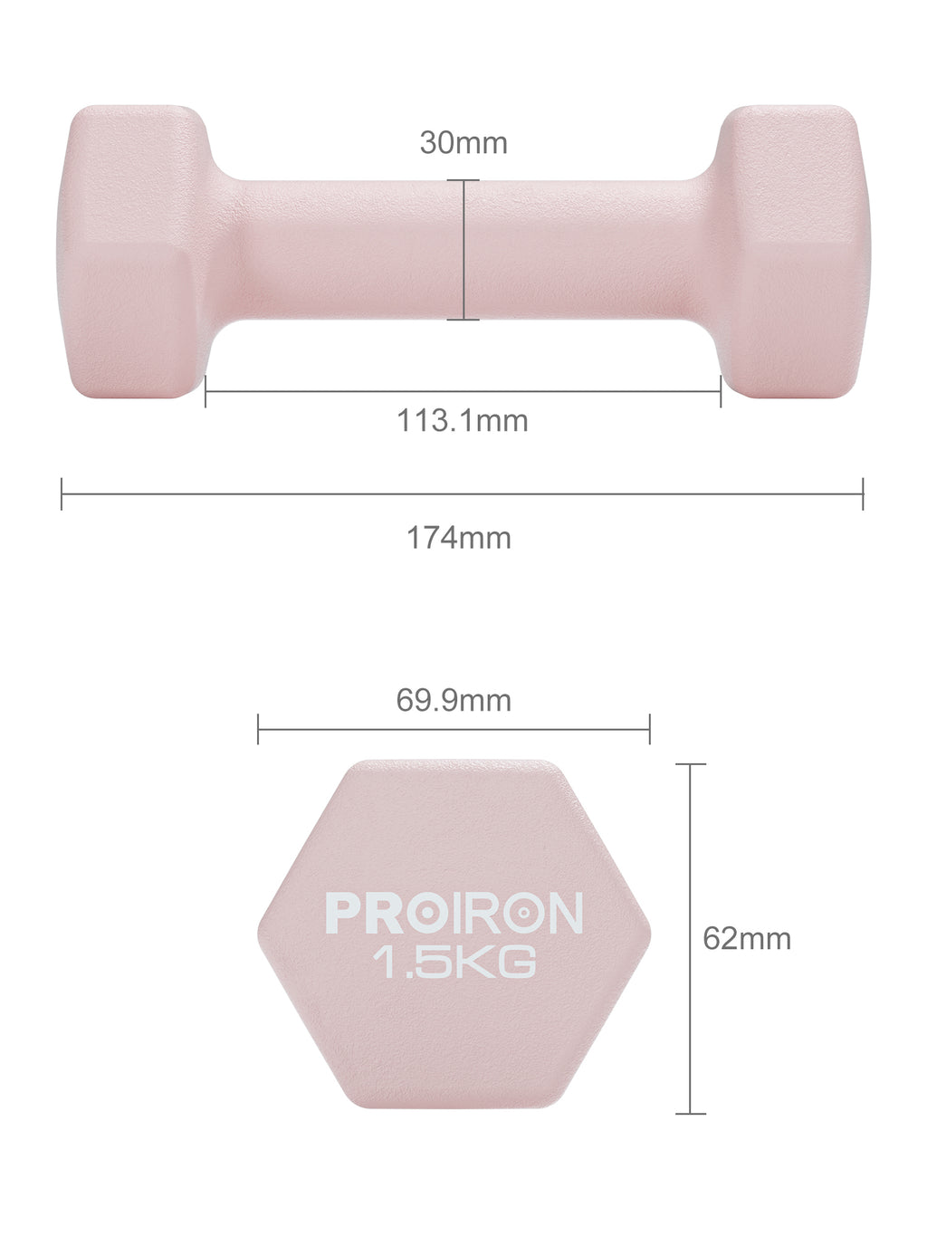 PROIRON Neoprene Dumbbell Pairs (1kg, 1.5kg, 2kg) | Yoga & Aerobics | Warsaw Stock