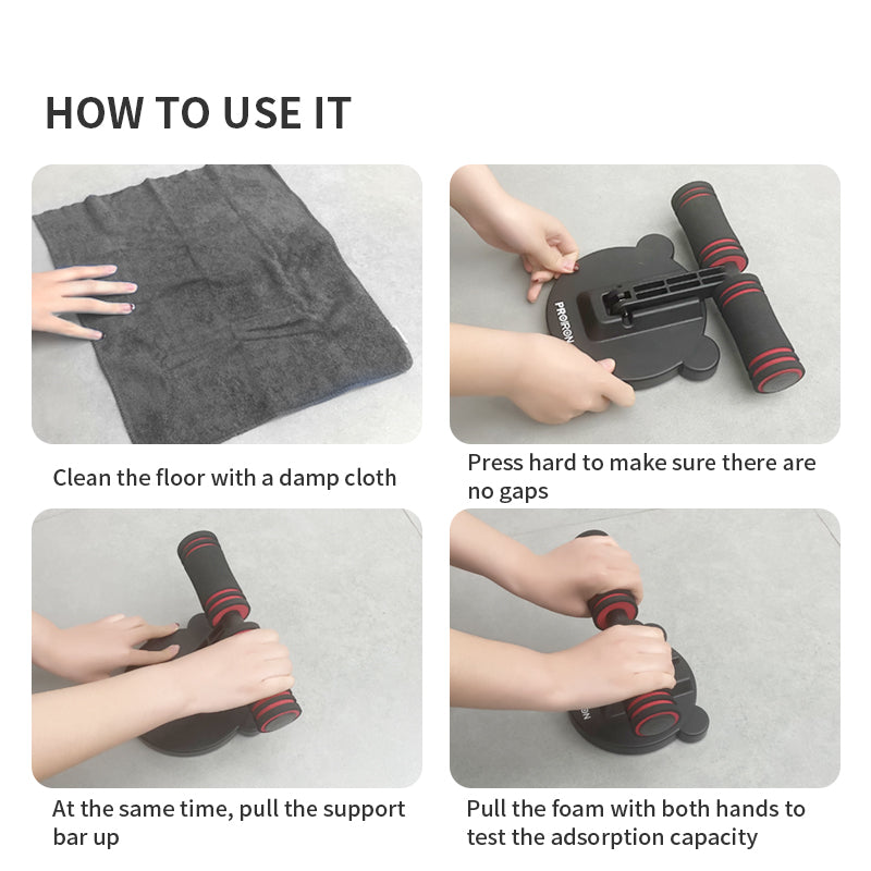 PROIRON sit-up aid installation and suction-attachment check instructions