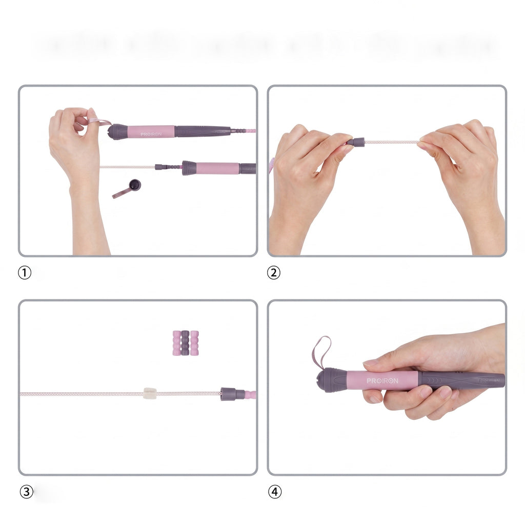 Step-by-step cord adjustment inside the PROIRON jump rope handle