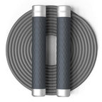 Black PROIRON weighted jump rope with aluminium handles and silicone grips