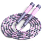 Pink and purple PROIRON soft beaded jump rope with silicone-covered handles
