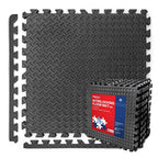 PROIRON 2cm Thick Puzzle Gym Mat, High-Density EVA Foam Flooring, 61x61cm (6 Pieces, 2.16m²), Black