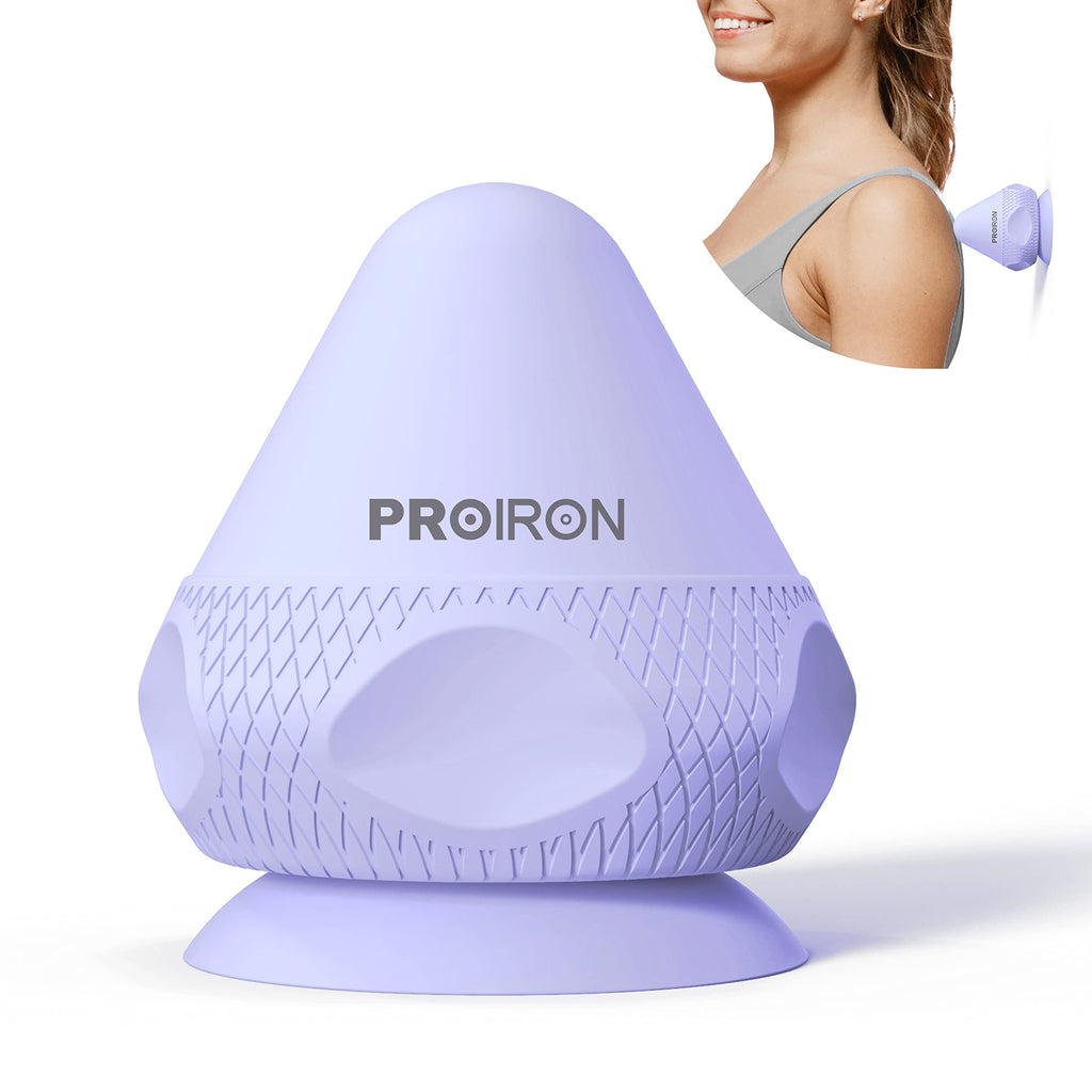 Purple PROIRON silicone suction cup massage ball with rounded head and integrated base