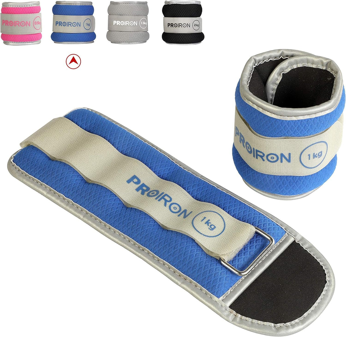 Blue PROIRON wrist and ankle weights, 1 kg each: Pair of wrist and ankle weights