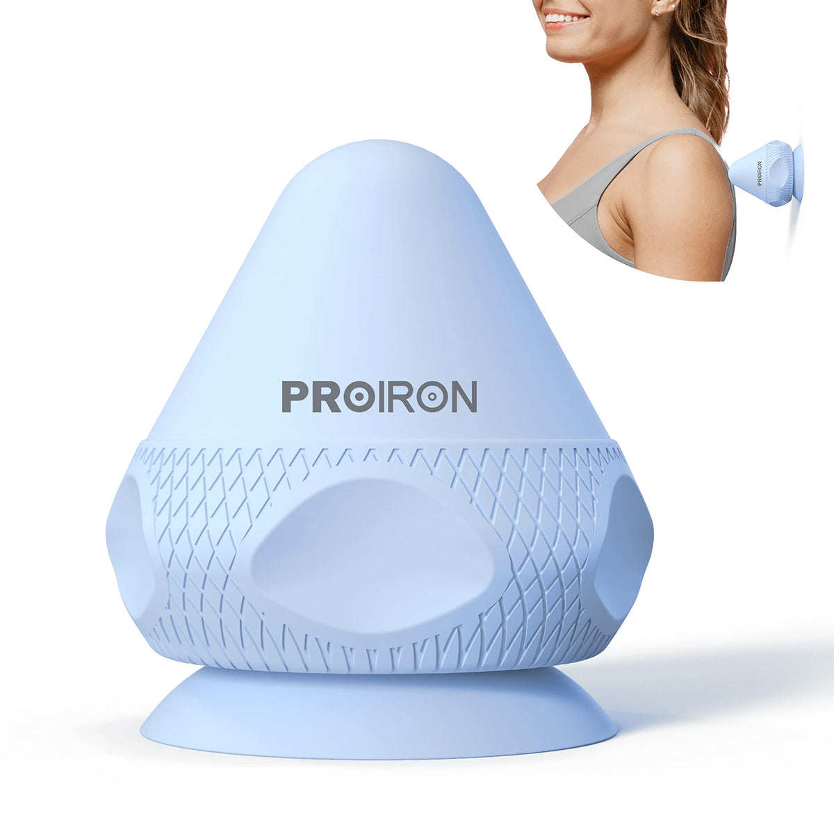 Blue PROIRON silicone suction cup massage ball with rounded head and integrated base