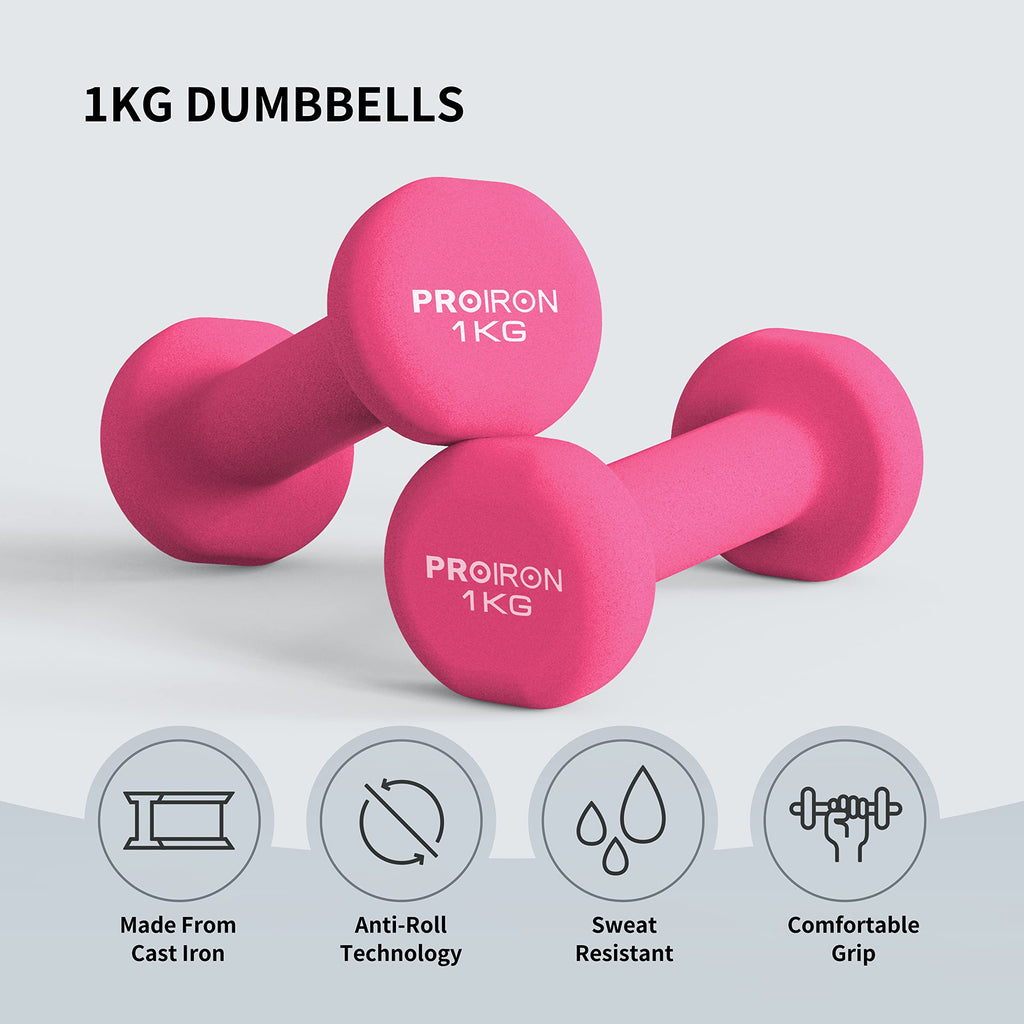 PROIRON Neoprene Dumbbell 1-10kg | Anti-Roll | Warsaw Stock