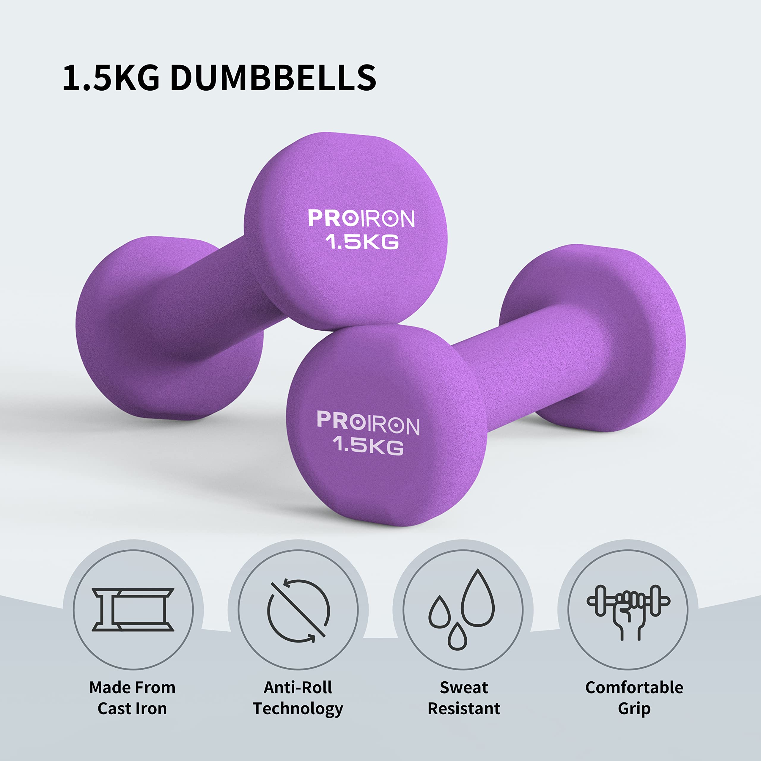 PROIRON Neoprene Dumbbell 1-10kg | Anti-Roll | Warsaw Stock
