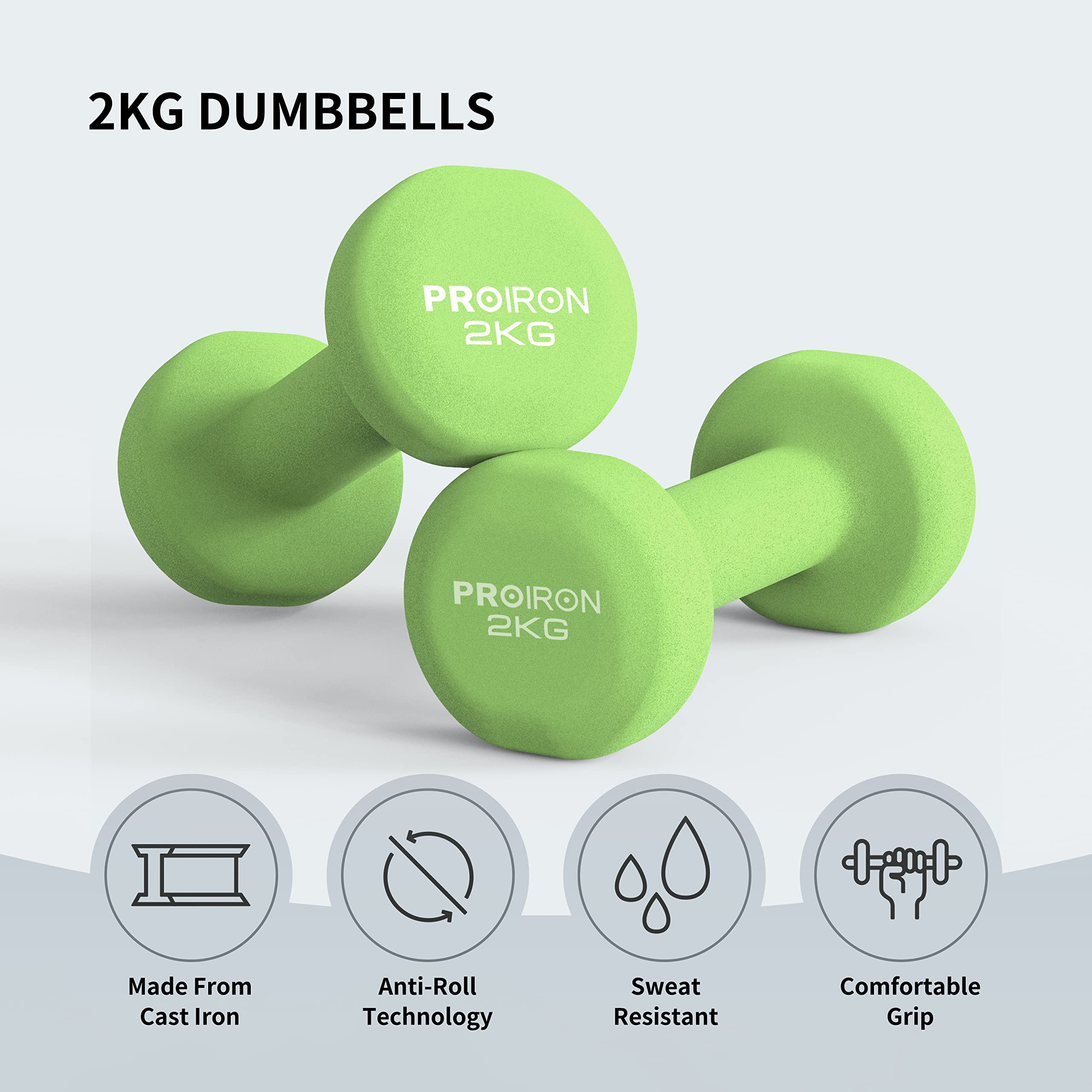 PROIRON Neoprene Dumbbell 1-10kg | Anti-Roll | Warsaw Stock
