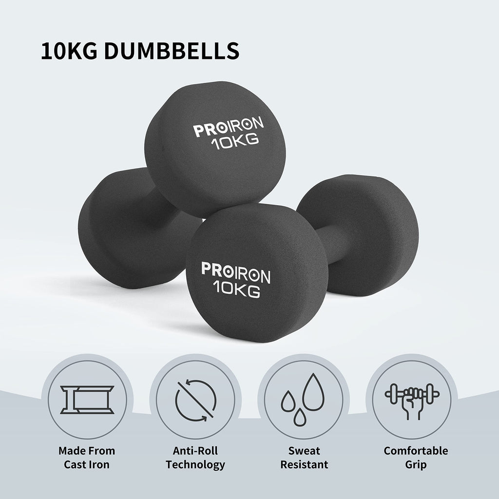 Hantle neoprenowe PROIRON 1–10 kg | Para, 2 sztuki