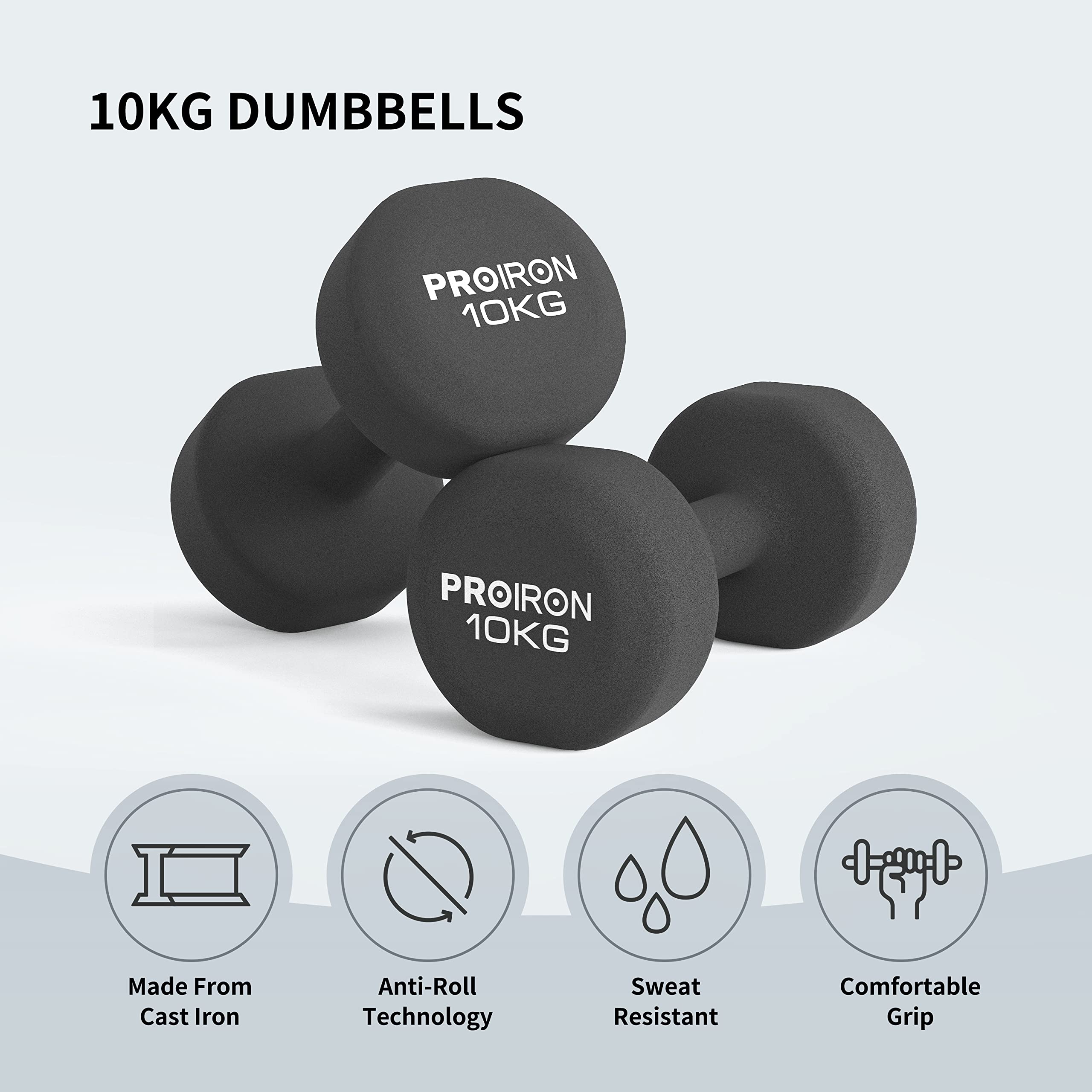 PROIRON Neoprene Dumbbell 1-10kg | Anti-Roll | Warsaw Stock