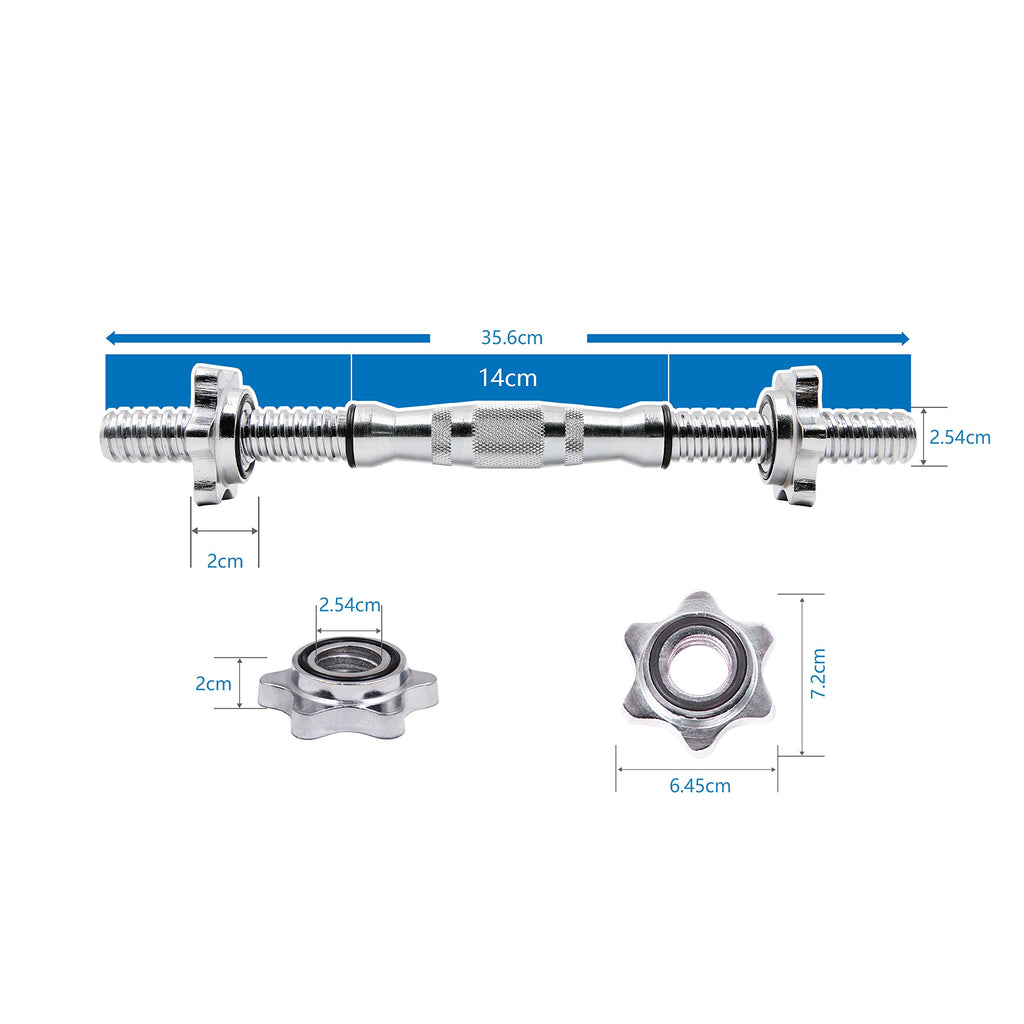PROIRON 35cm Spinlock Dumbbell Bars | 2pcs | 1"/Ø25mm | Warsaw Stock