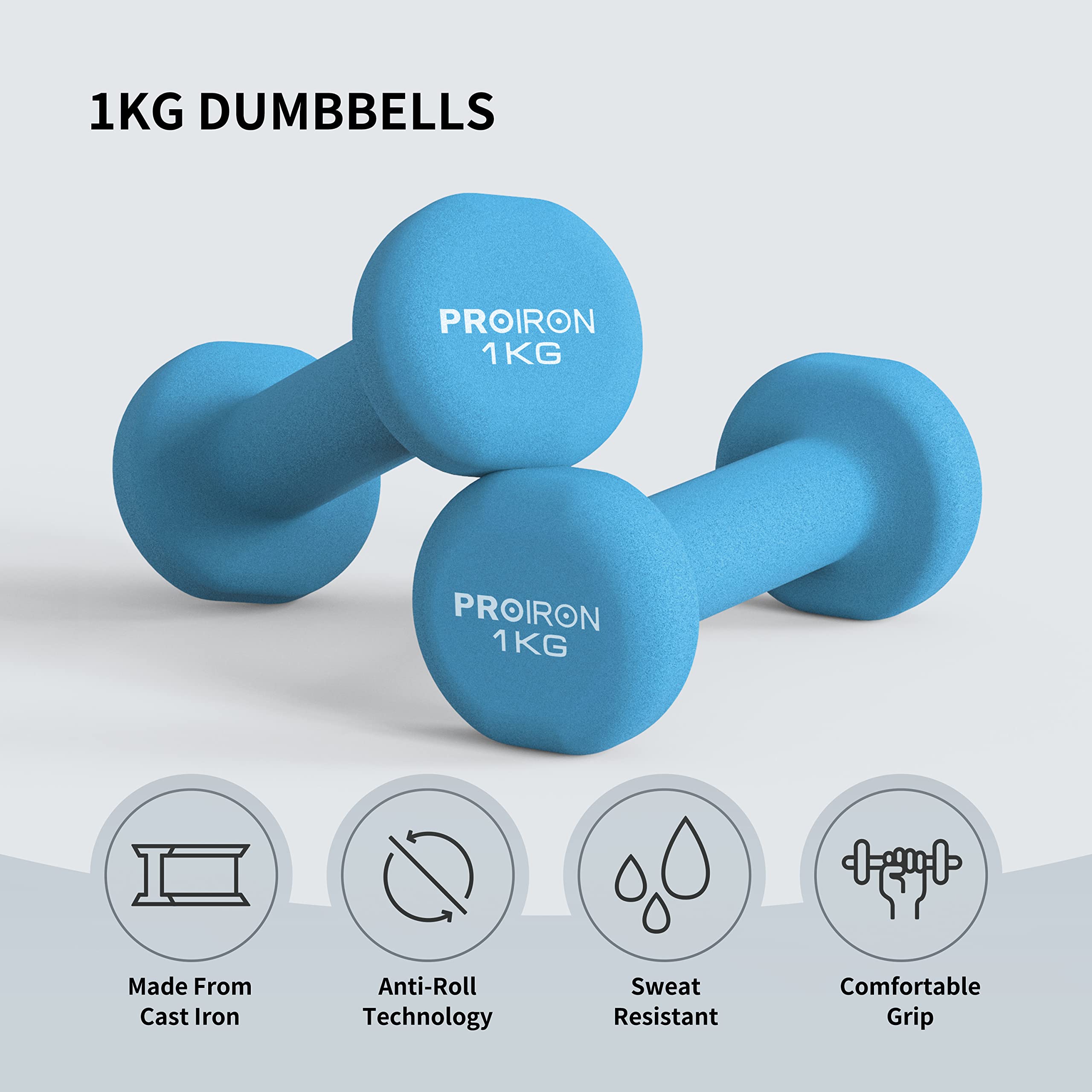 PROIRON Neoprene Dumbbell 1-10kg | Anti-Roll | Warsaw Stock
