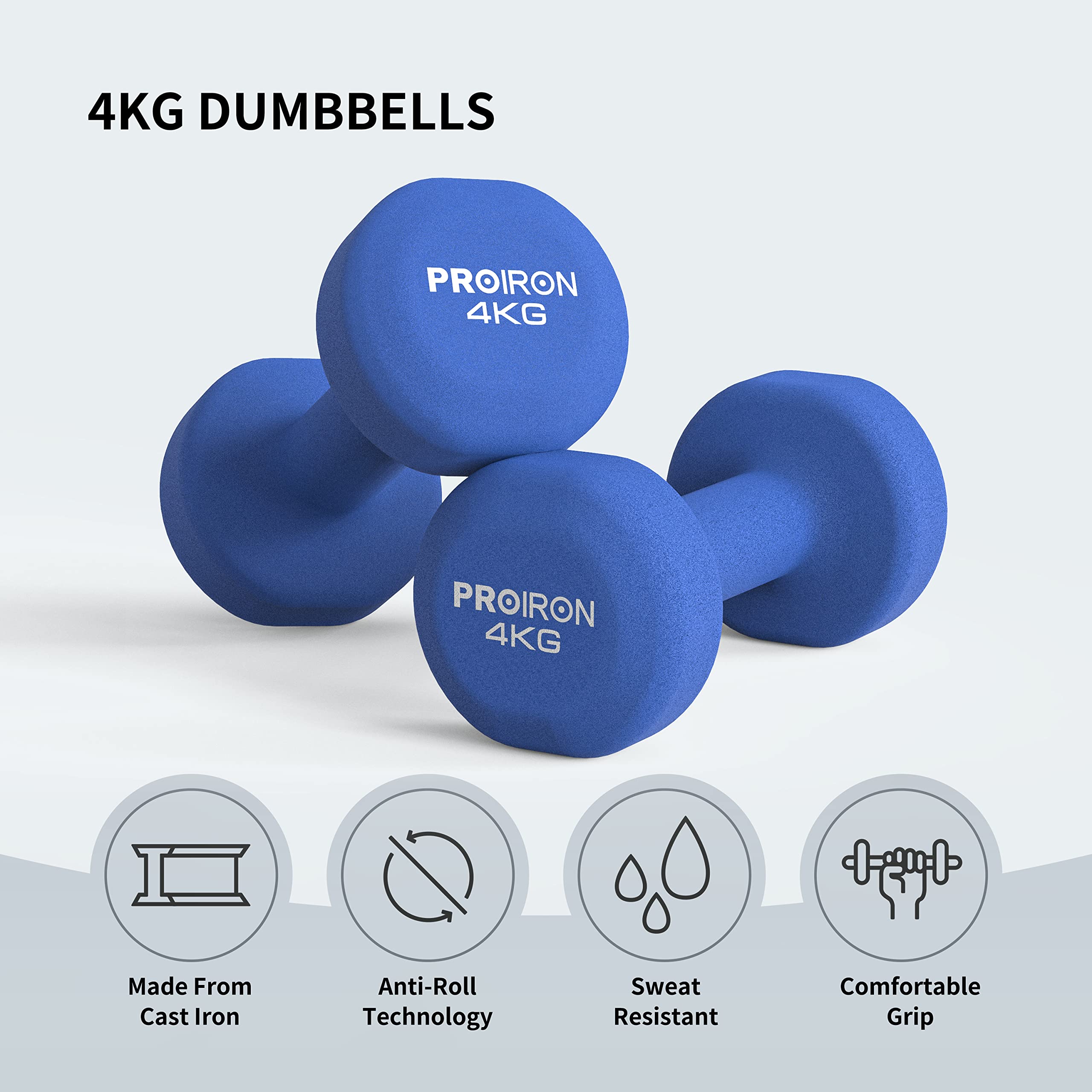 PROIRON Neoprene Dumbbell 1-10kg | Anti-Roll | Warsaw Stock
