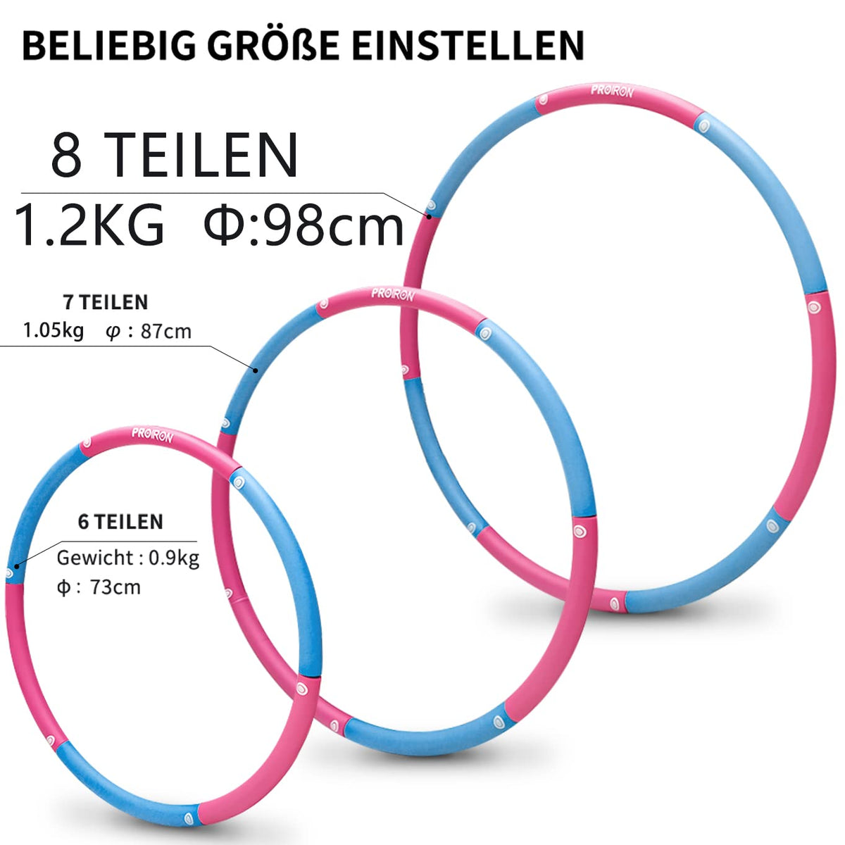 Blue and pink hoop assembly sizes and section weights
