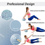 PROIRON 25cm blue Pilates ball – Textured surface and exercise examples