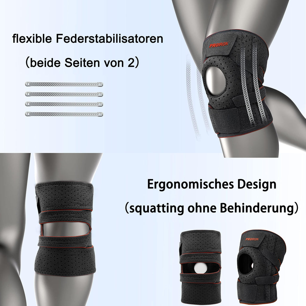 Black knee support side springs and ergonomic shape