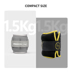 Grey PROIRON wrist and ankle weights, 1.5 kg each: Compact 1.5 kg weight design