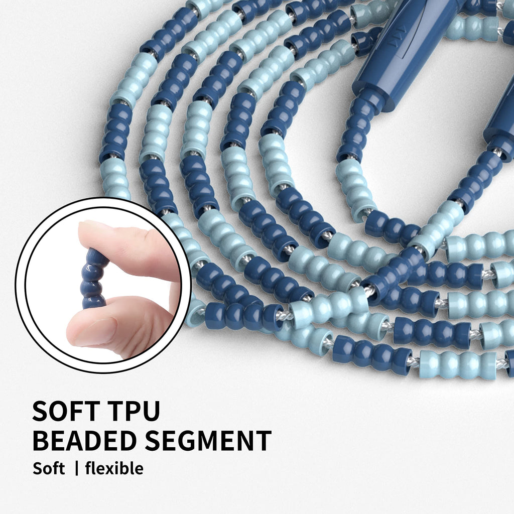 Flexible TPU beads on the blue PROIRON jump rope