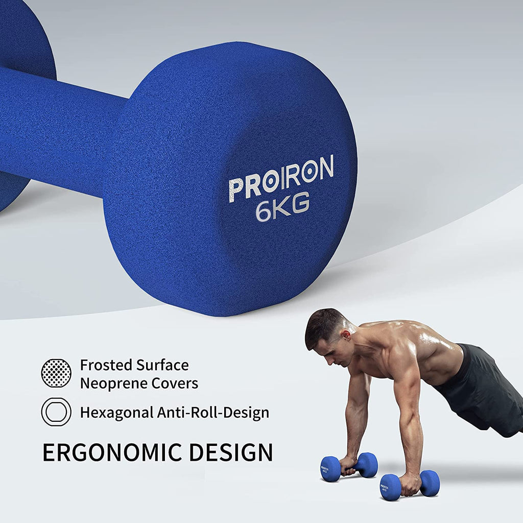 PROIRON Neoprene Dumbbell 1-10kg | Anti-Roll | Warsaw Stock