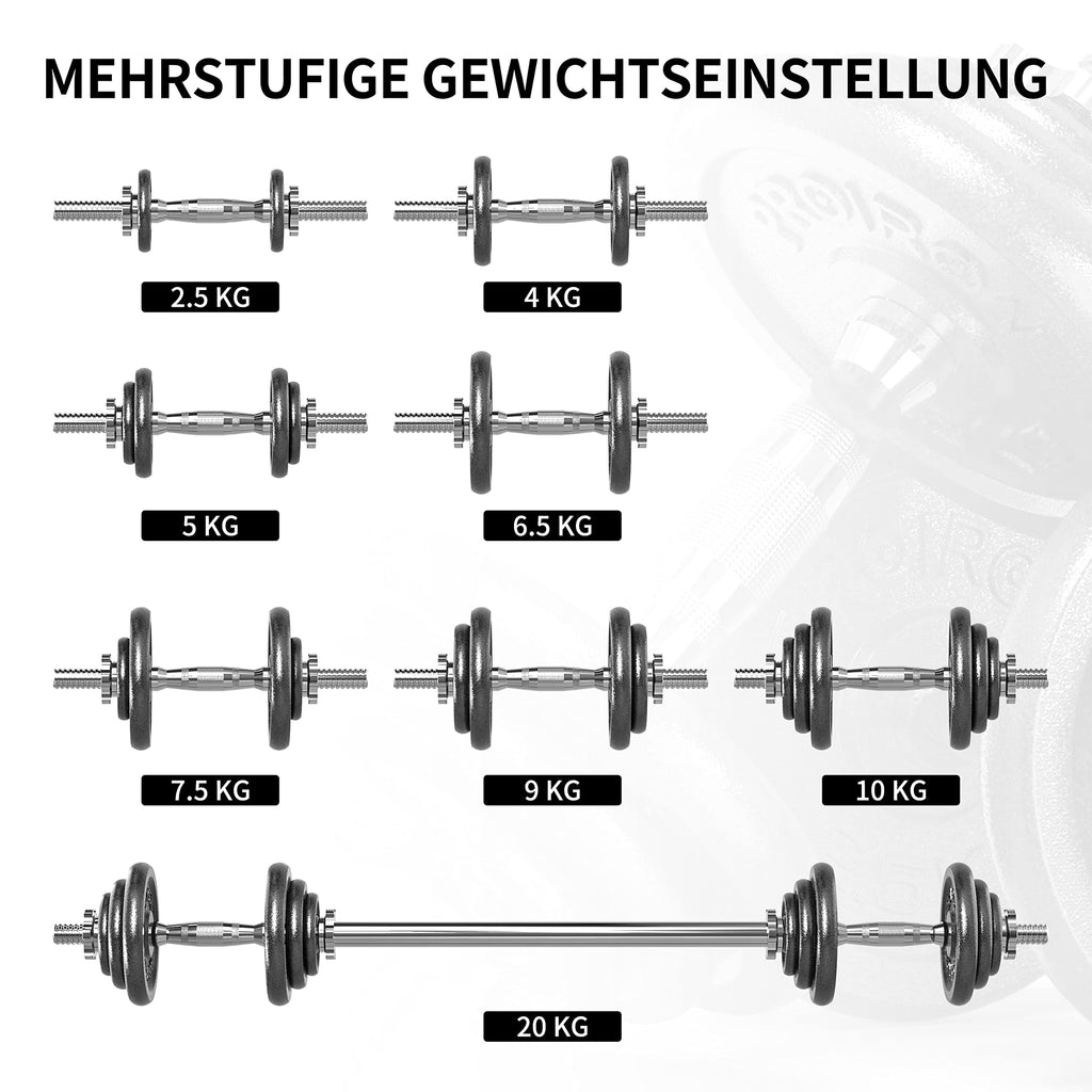 PROIRON Cast Iron Adjustable Dumbbell Set (20kg, 30kg) | Solid Steel | Warsaw Stock
