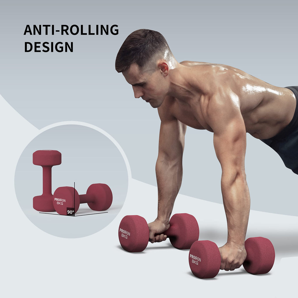 PROIRON Neoprene Dumbbell 1-10kg | Anti-Roll | Warsaw Stock