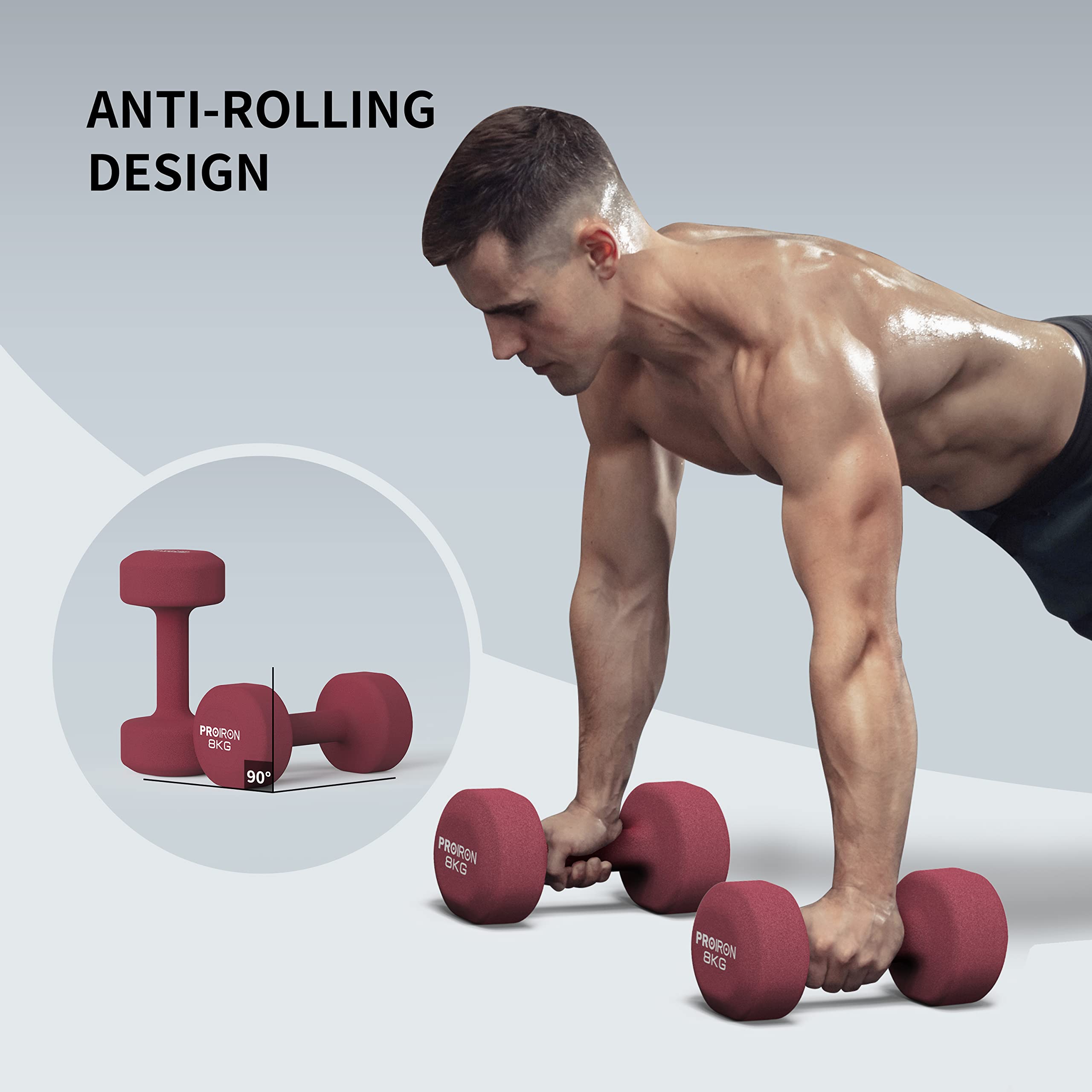 PROIRON Neoprene Dumbbell 1-10kg | Anti-Roll | Warsaw Stock