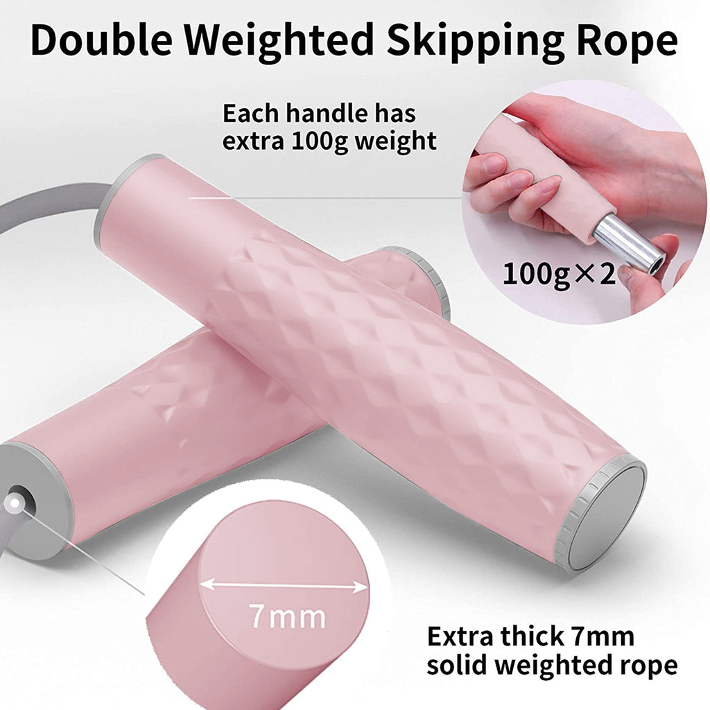 PROIRON pink jump rope with removable 100 g handle weights and 7 mm PVC rope