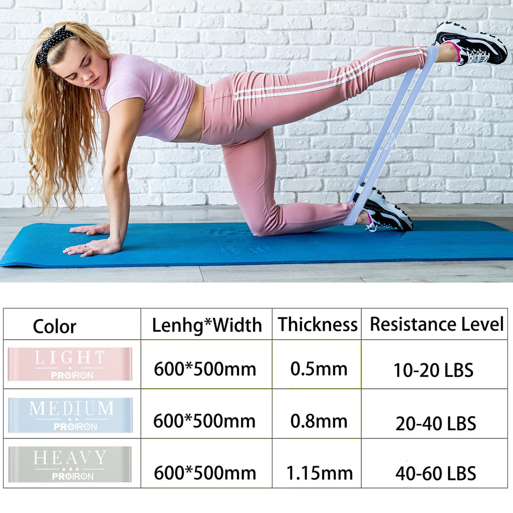 PROIRON Resistance Bands Set of 3 (10/15/20 lbs) - 100% Natural Latex for Yoga & Fitness