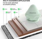Green PROIRON massage ball with suction base and examples of smooth mounting surfaces