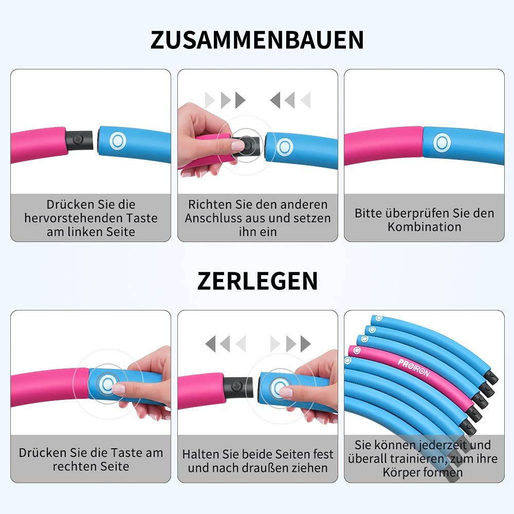Blue and pink hoop connection and disassembly instructions
