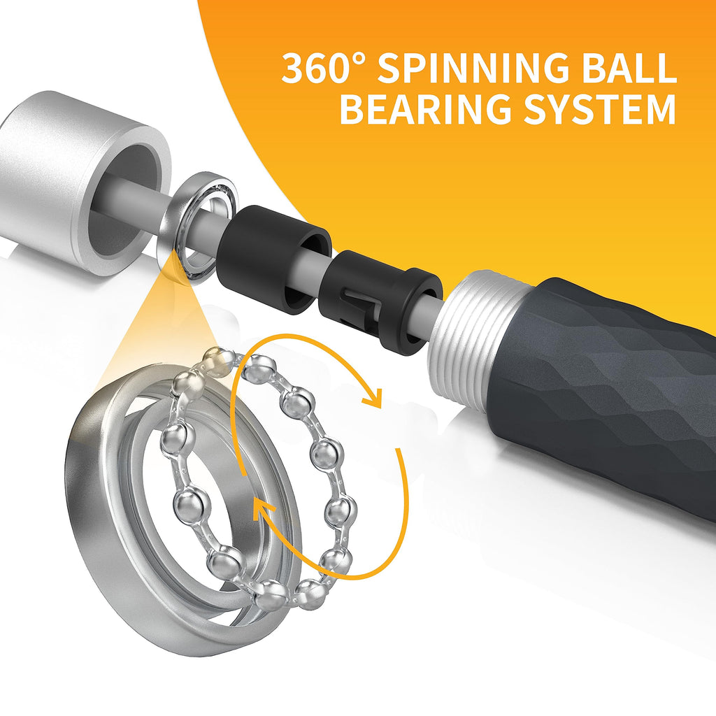 Steel ball-bearing rotation system inside the PROIRON jump rope handle