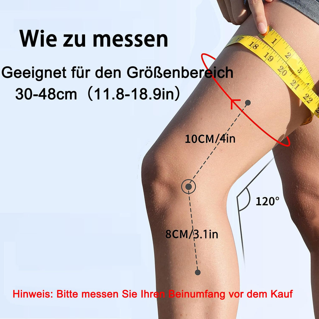 Knee support sizing and measurement guide with German labels