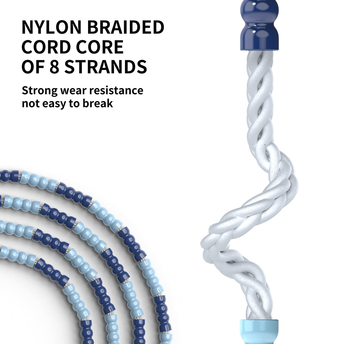 Nylon inner cord of the blue PROIRON beaded jump rope