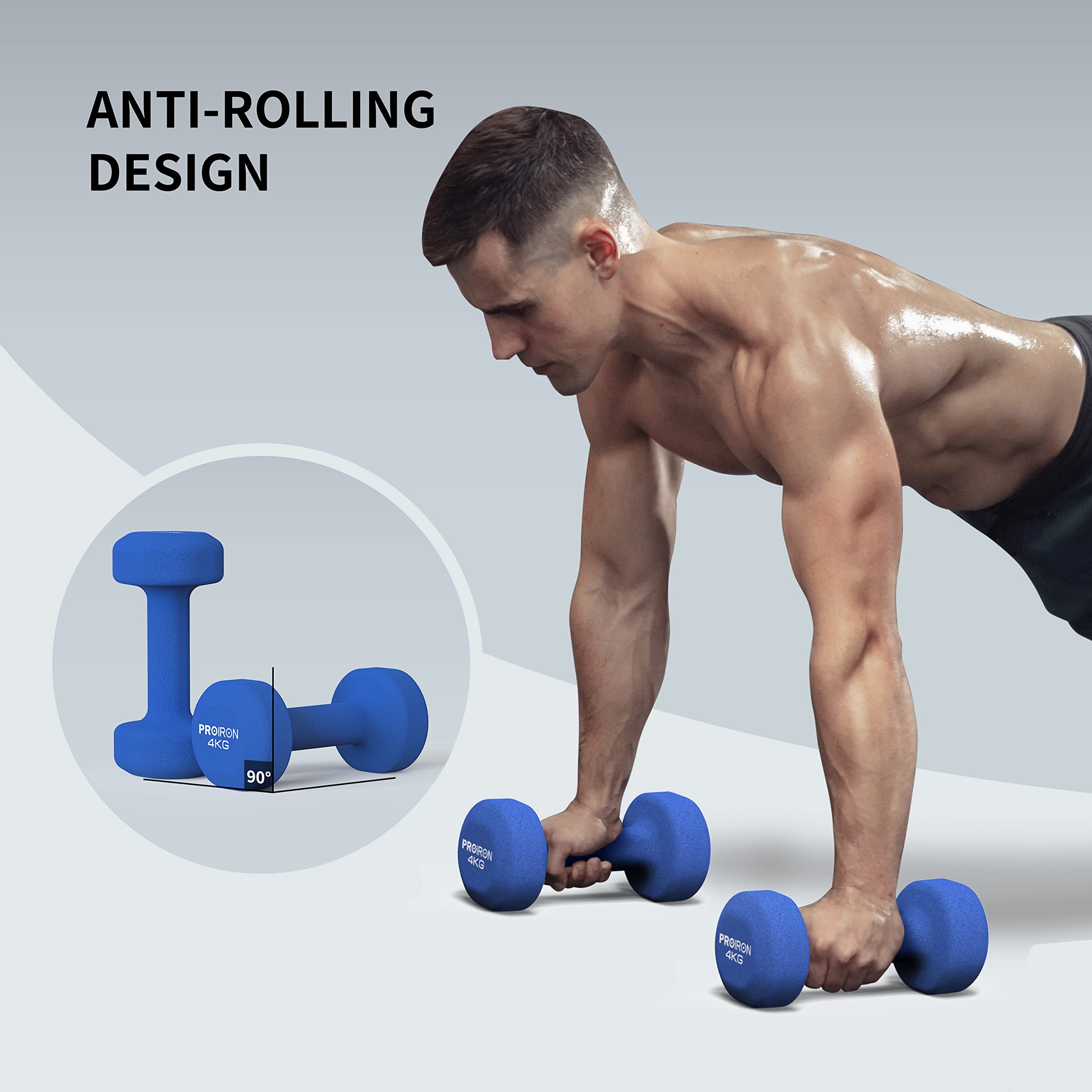 PROIRON Neoprene Dumbbell 1-10kg | Anti-Roll | Warsaw Stock
