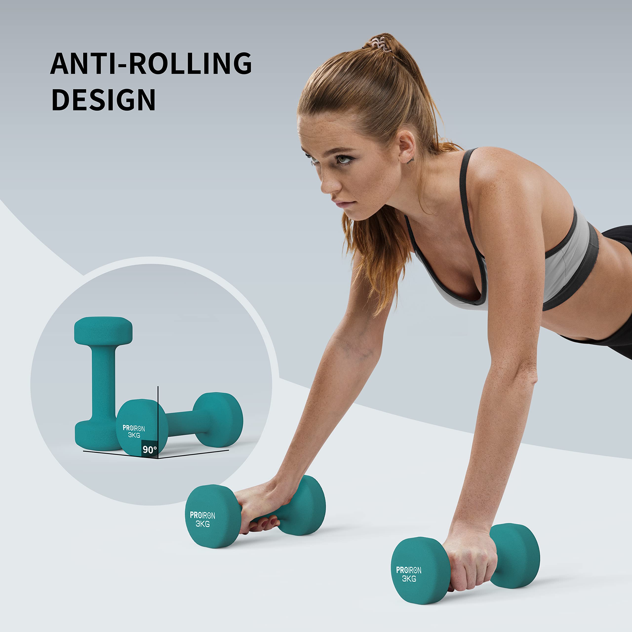 PROIRON Neoprene Dumbbell 1-10kg | Anti-Roll | Warsaw Stock