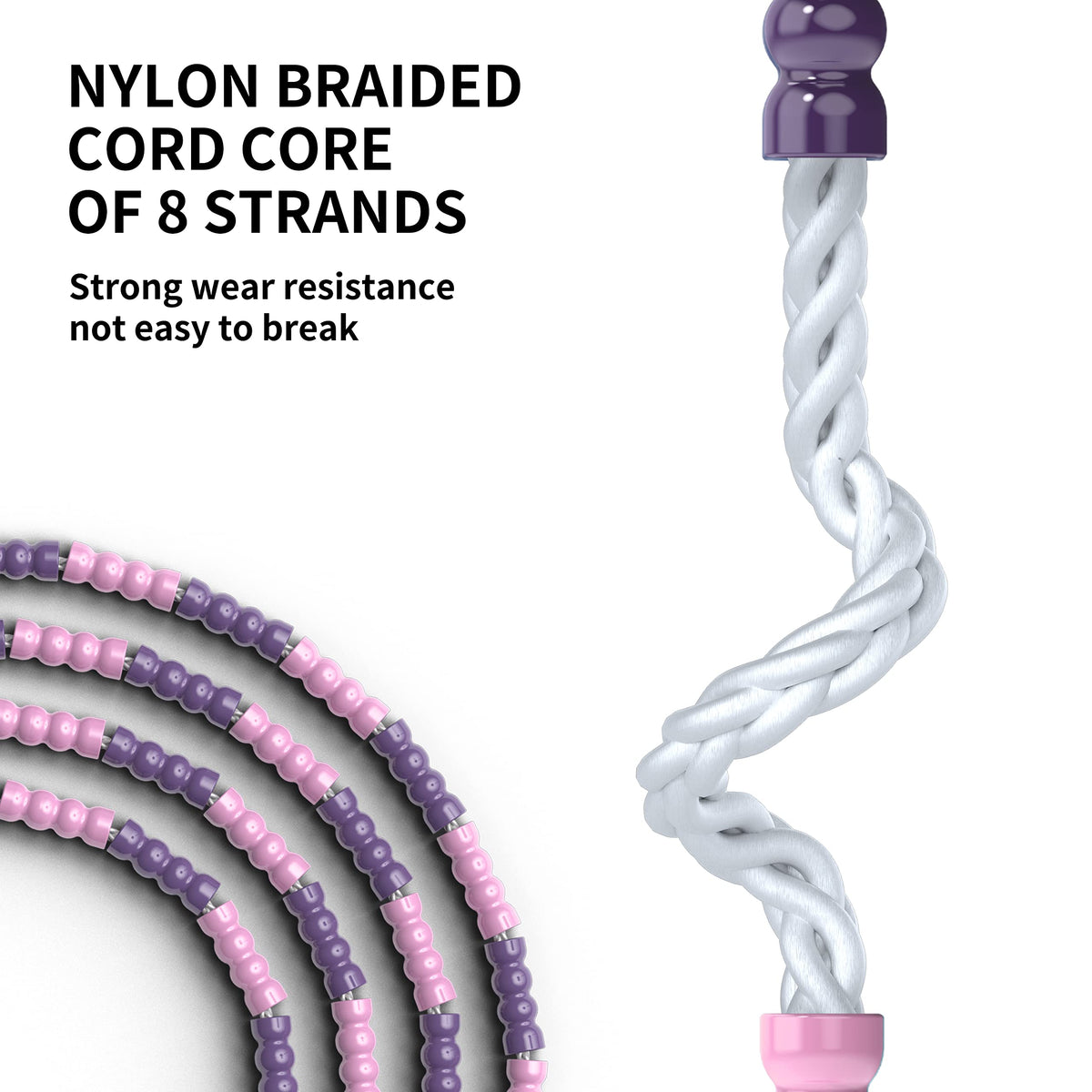 Nylon inner cord of the pink and purple PROIRON beaded jump rope