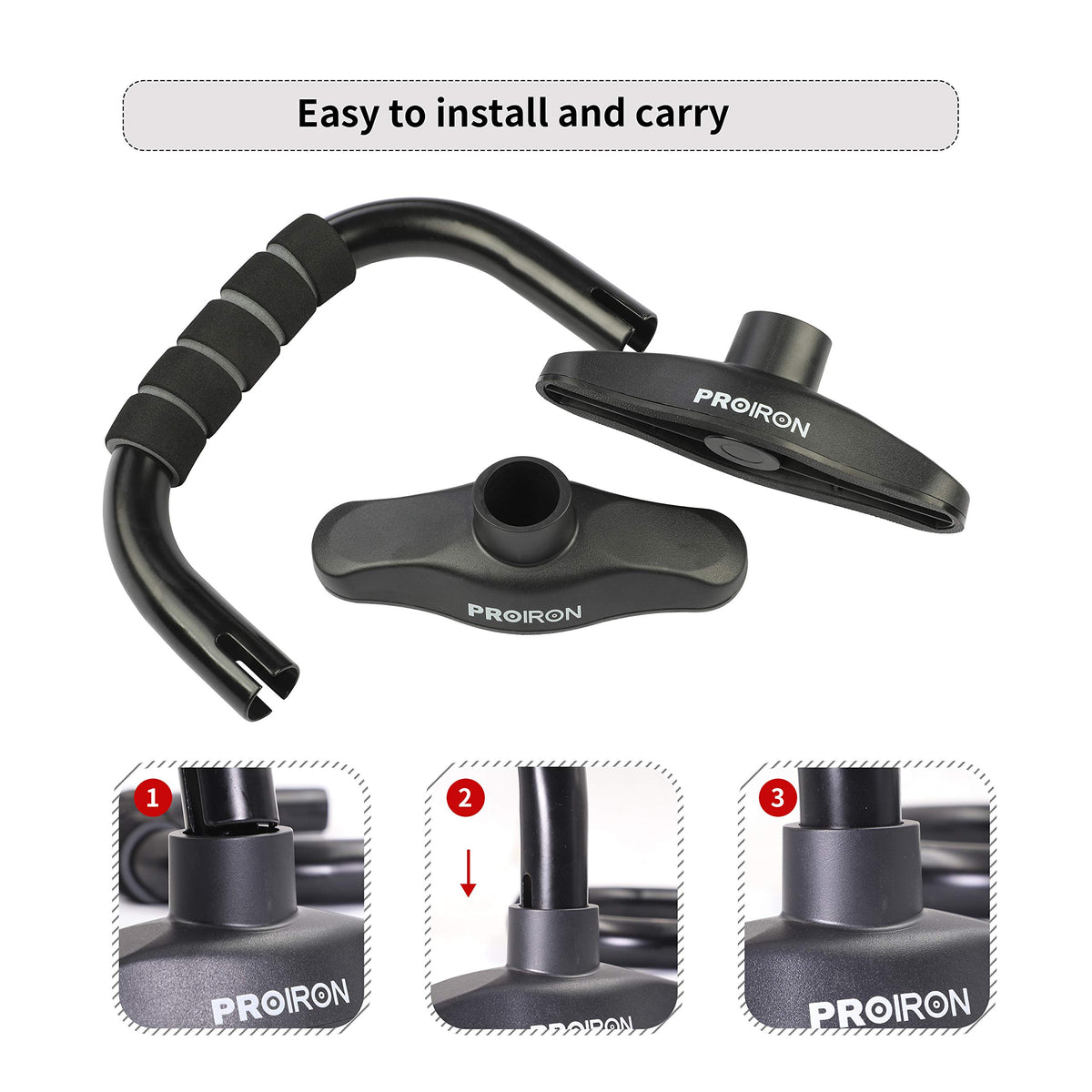 Assembly steps for the detachable PROIRON push-up bars