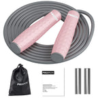 Pink PROIRON jump rope with storage bag and removable handle weights