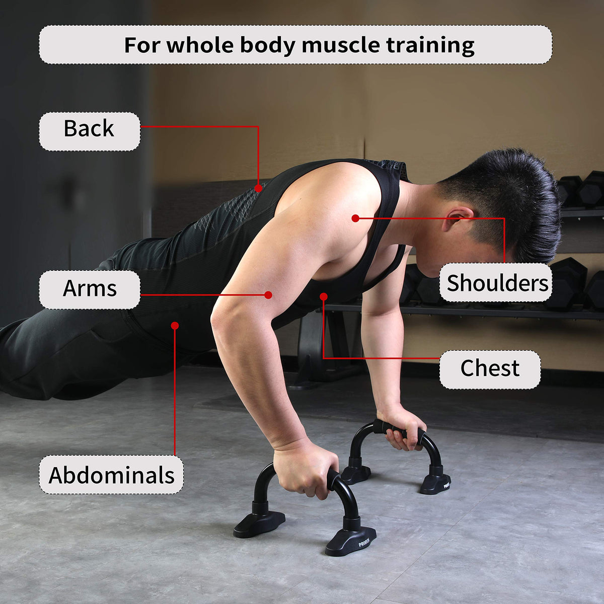 Controlled push-up exercise using PROIRON push-up bars