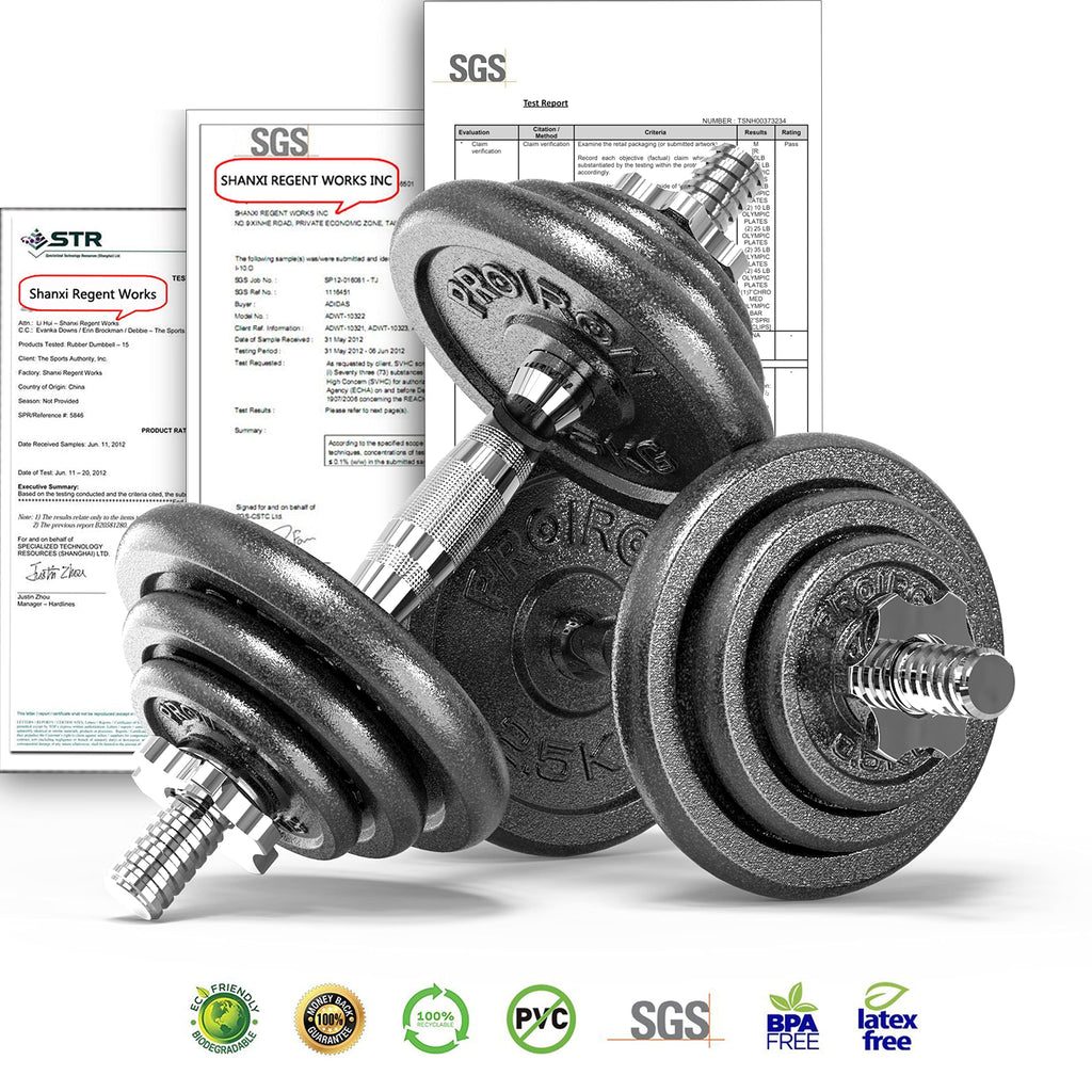 PROIRON Cast Iron Adjustable Dumbbell Set (20kg, 30kg) | Solid Steel | Warsaw Stock