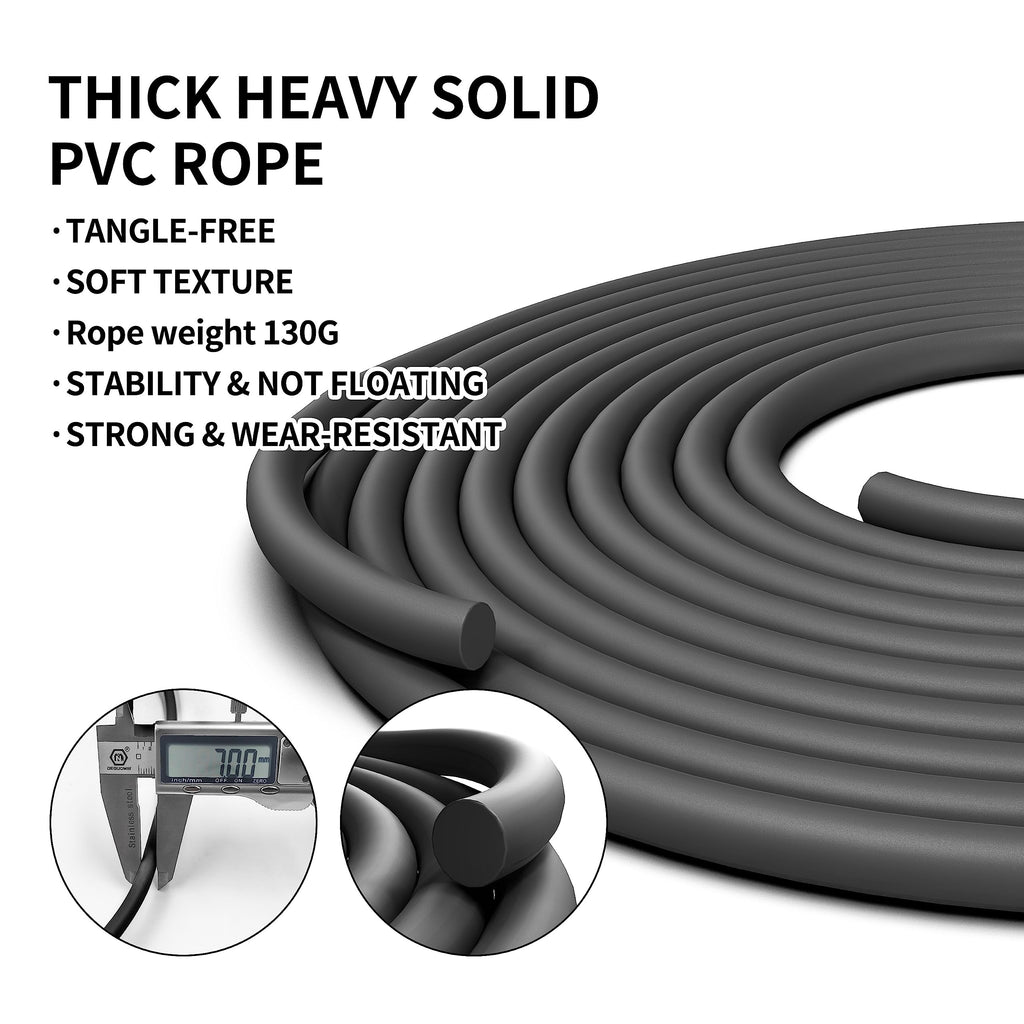 Thick 7 mm PVC rope on the black PROIRON weighted jump rope