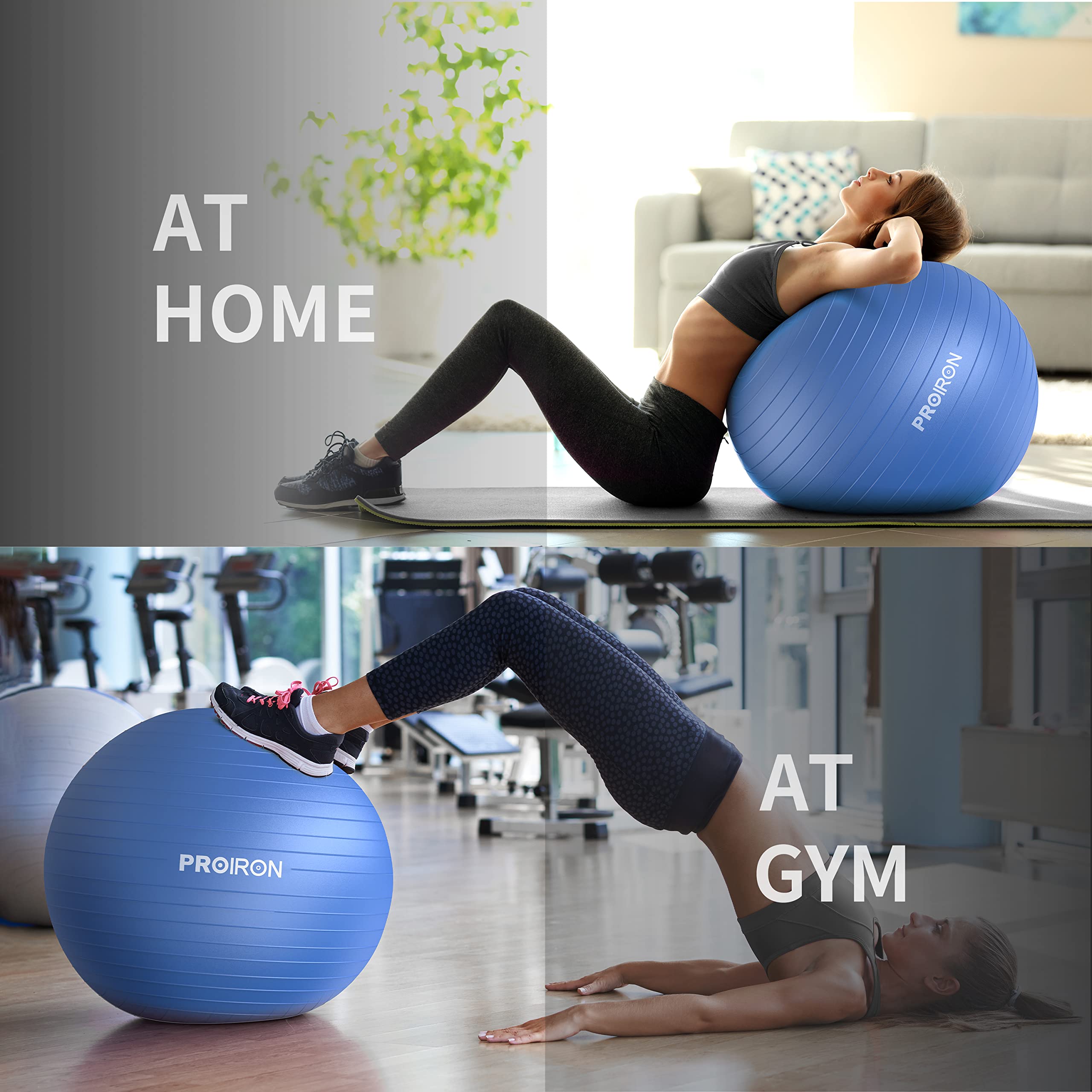 PROIRON Anti-Burst Yoga Ball - Professional Fitness & Stability Ball (55/65/75cm)