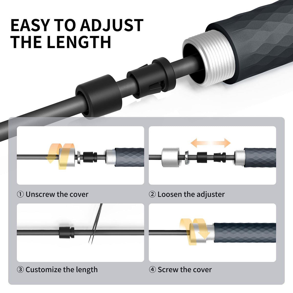 Clip-lock rope length adjustment inside the black PROIRON handle