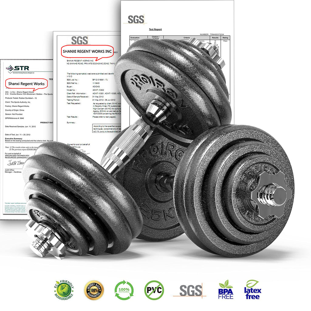 PROIRON Cast Iron Adjustable Dumbbell Set (20kg, 30kg) | Solid Steel | Warsaw Stock